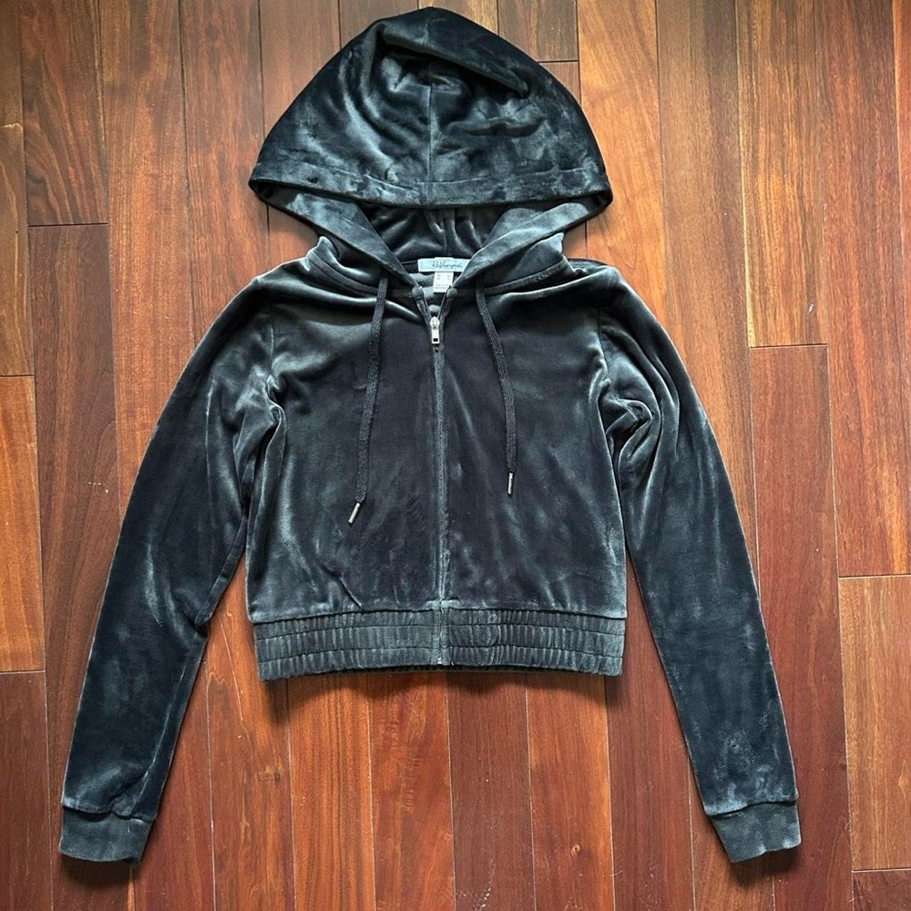 Gray Velour Zip-Up Jacket